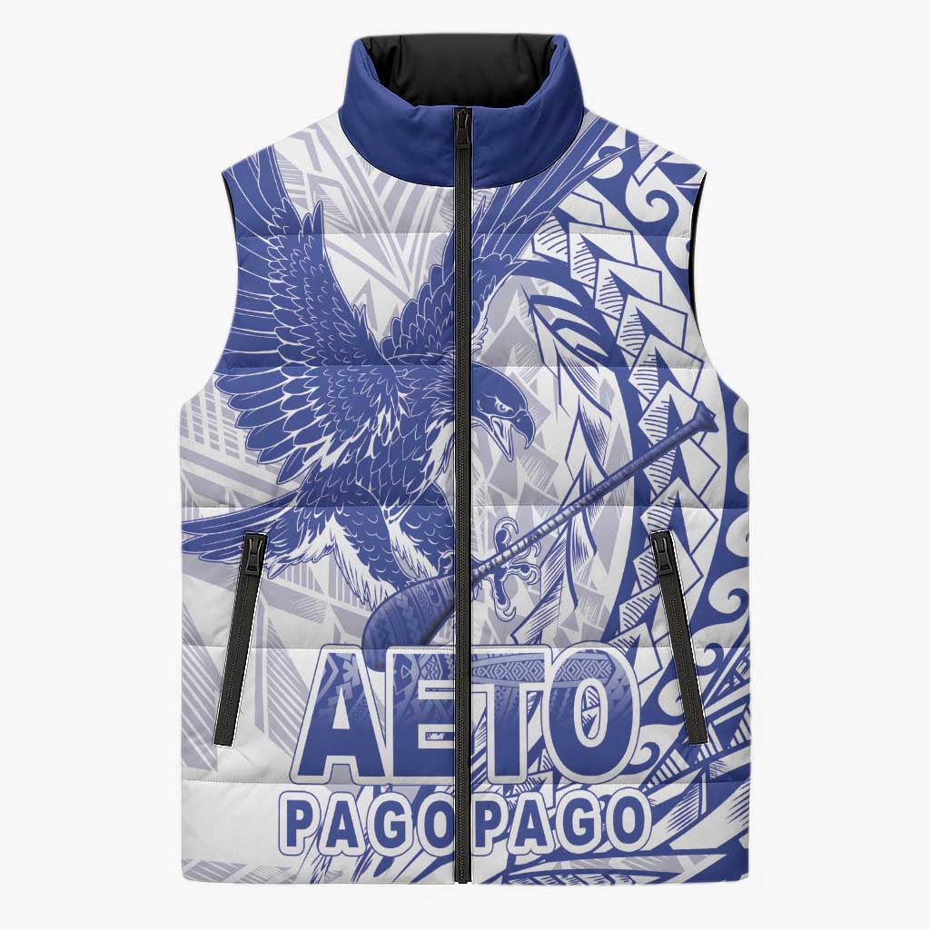 Samoa Pago Pago Aeto Sleeveless Puffer Jacket Wingstyle Blue-White Color - Polynesian Pride