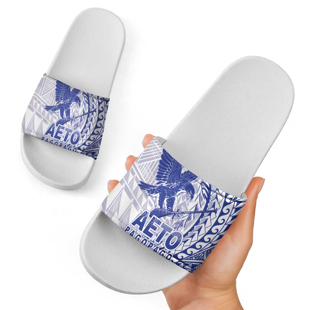 Samoa Pago Pago Aeto Slide Sandals Wingstyle Blue-White Color - Polynesian Pride