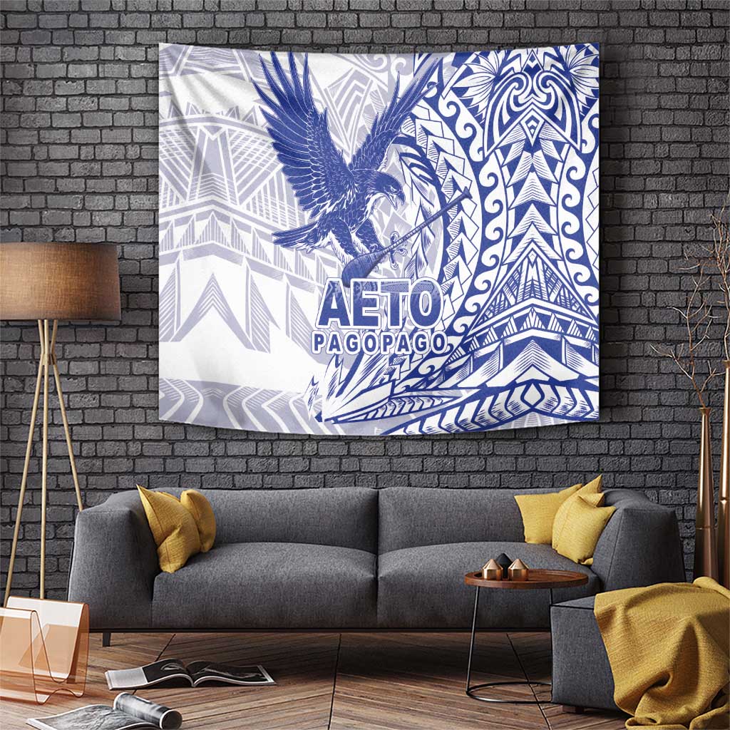 Samoa Pago Pago Aeto Tapestry Wingstyle Blue-White Color - Polynesian Pride