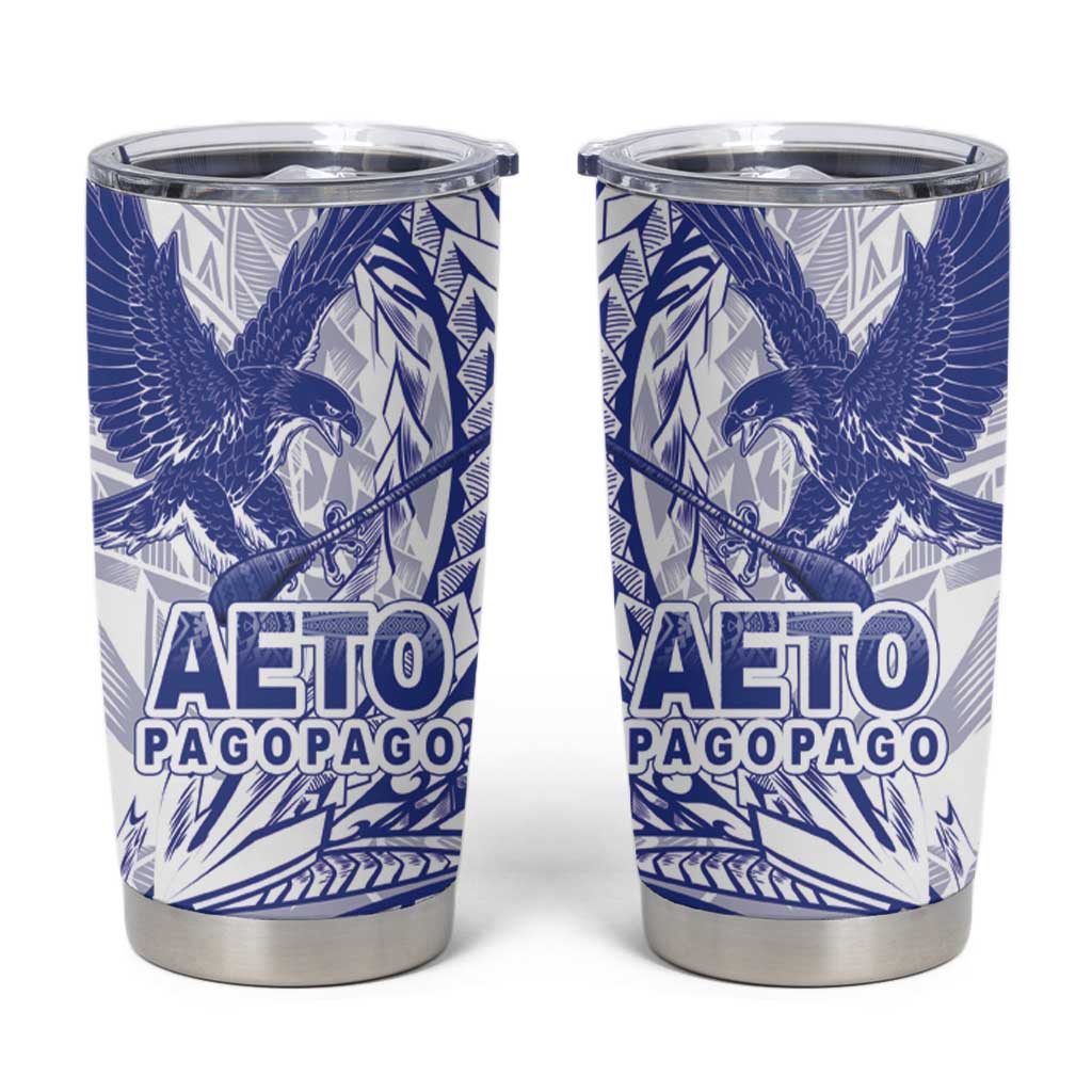 Samoa Pago Pago Aeto Tumbler Cup Wingstyle Blue-White Color - Polynesian Pride