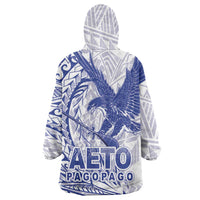 Samoa Pago Pago Aeto Wearable Blanket Hoodie Wingstyle Blue-White Color - Polynesian Pride