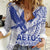 Samoa Pago Pago Aeto Women Casual Shirt Wingstyle Blue-White Color - Polynesian Pride