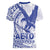 Samoa Pago Pago Aeto Women V-Neck T-Shirt Wingstyle Blue-White Color - Polynesian Pride