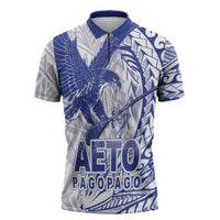 Samoa Pago Pago Aeto Zipper Polo Shirt Wingstyle Blue-White Color - Polynesian Pride
