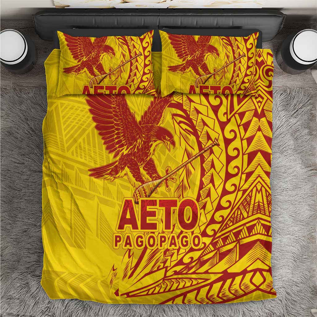 Samoa Pago Pago Aeto Bedding Set Wingstyle Red-Gold Color - Polynesian Pride