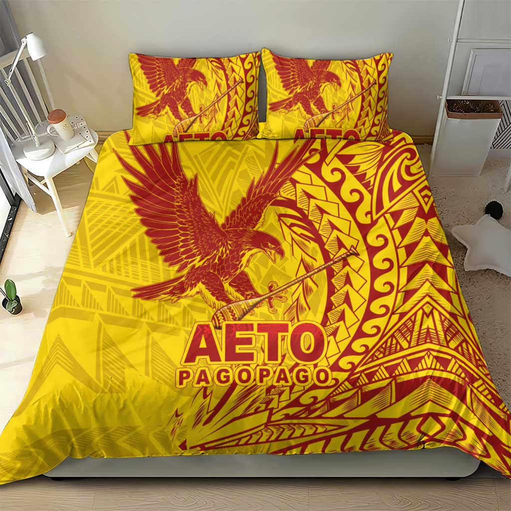 Samoa Pago Pago Aeto Bedding Set Wingstyle Red-Gold Color - Polynesian Pride