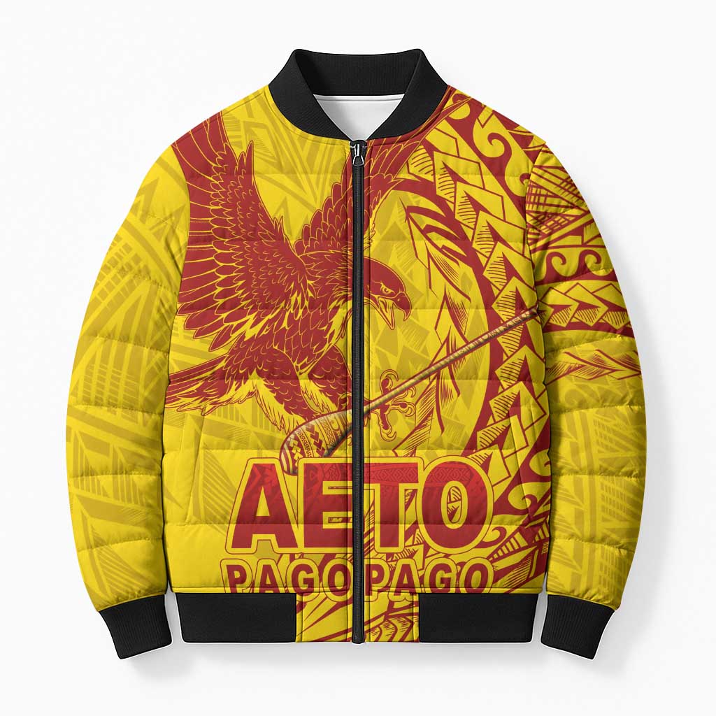 Samoa Pago Pago Aeto Bomber Puffer Jacket Wingstyle Red-Gold Color - Polynesian Pride