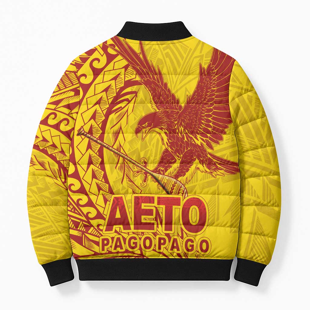 Samoa Pago Pago Aeto Bomber Puffer Jacket Wingstyle Red-Gold Color - Polynesian Pride