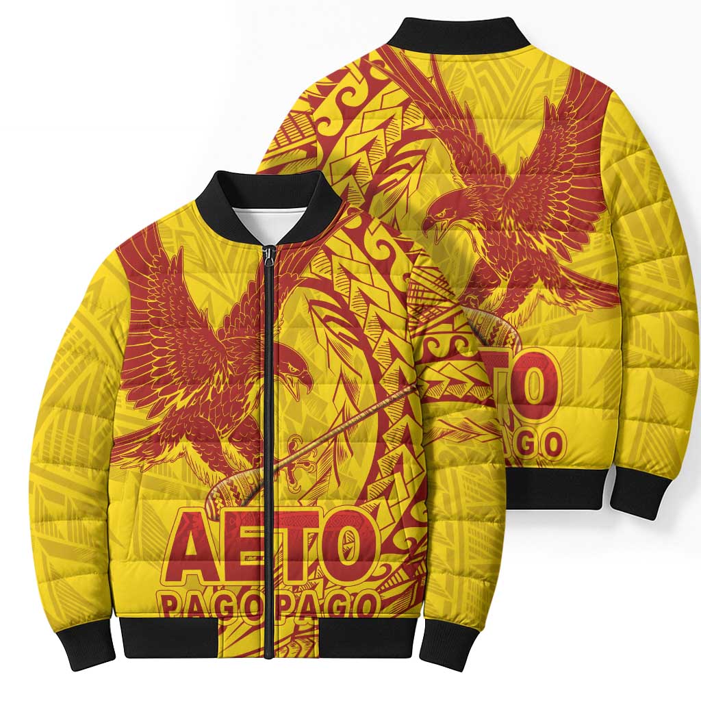 Samoa Pago Pago Aeto Bomber Puffer Jacket Wingstyle Red-Gold Color - Polynesian Pride
