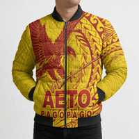 Samoa Pago Pago Aeto Bomber Puffer Jacket Wingstyle Red-Gold Color - Polynesian Pride