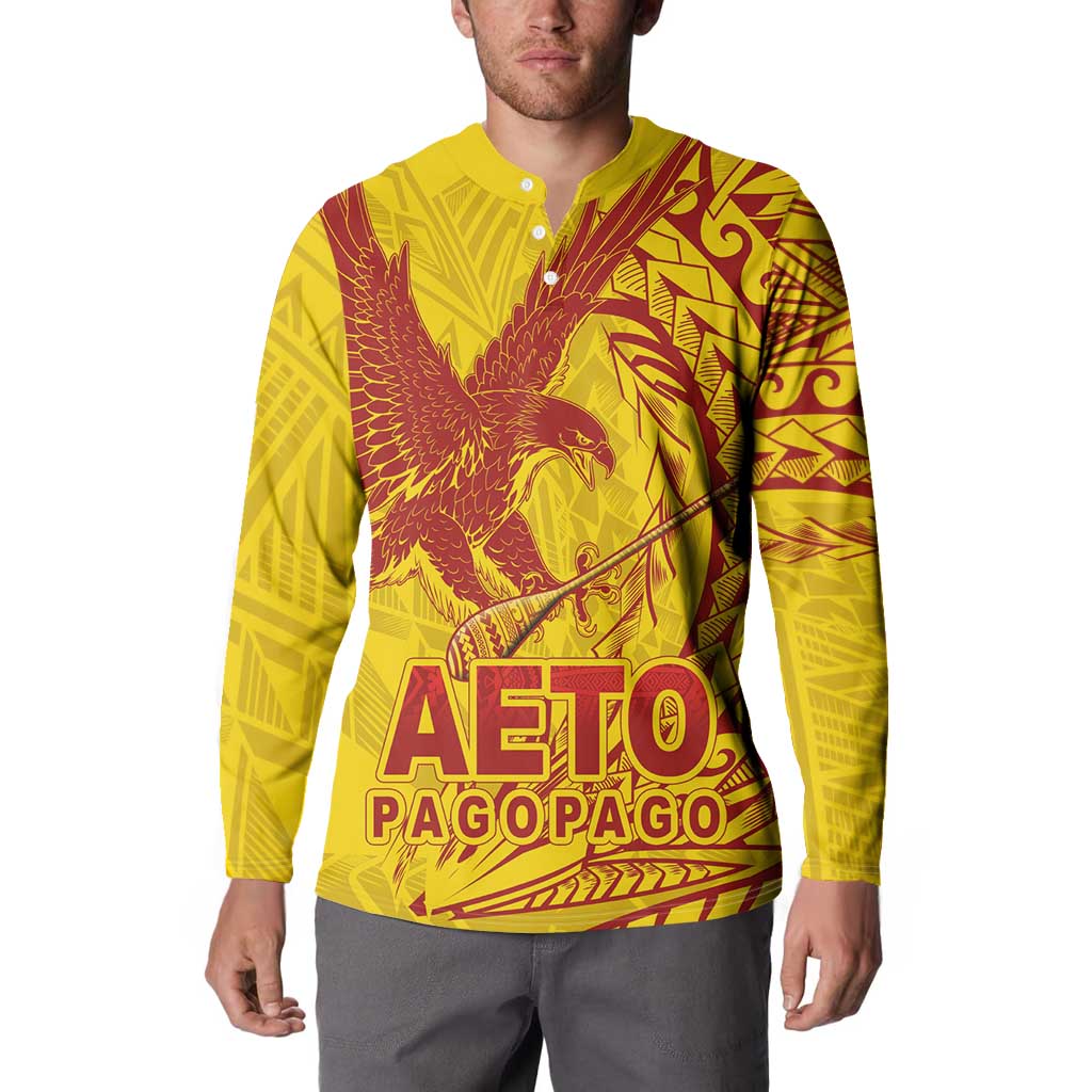 Samoa Pago Pago Aeto Button Sweatshirt Wingstyle Red-Gold Color - Polynesian Pride