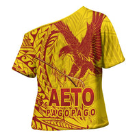 Samoa Pago Pago Aeto Cross Shoulder Shirt Wingstyle Red-Gold Color - Polynesian Pride