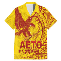 Samoa Pago Pago Aeto Family Matching Mermaid Dress and Hawaiian Shirt Wingstyle Red-Gold Color - Polynesian Pride