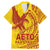 Samoa Pago Pago Aeto Family Matching Mermaid Dress and Hawaiian Shirt Wingstyle Red-Gold Color - Polynesian Pride