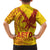 Samoa Pago Pago Aeto Family Matching Short Sleeve Bodycon Dress and Hawaiian Shirt Wingstyle Red-Gold Color - Polynesian Pride