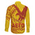 Samoa Pago Pago Aeto Family Matching Short Sleeve Bodycon Dress and Hawaiian Shirt Wingstyle Red-Gold Color - Polynesian Pride