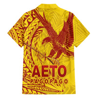 Samoa Pago Pago Aeto Family Matching Summer Maxi Dress and Hawaiian Shirt Wingstyle Red-Gold Color - Polynesian Pride