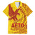 Samoa Pago Pago Aeto Family Matching Tank Maxi Dress and Hawaiian Shirt Wingstyle Red-Gold Color - Polynesian Pride