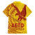 Samoa Pago Pago Aeto Family Matching Tank Maxi Dress and Hawaiian Shirt Wingstyle Red-Gold Color - Polynesian Pride