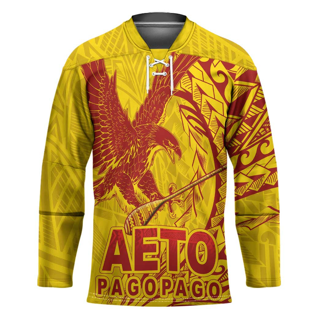 Samoa Pago Pago Aeto Hockey Jersey Wingstyle Red-Gold Color - Polynesian Pride
