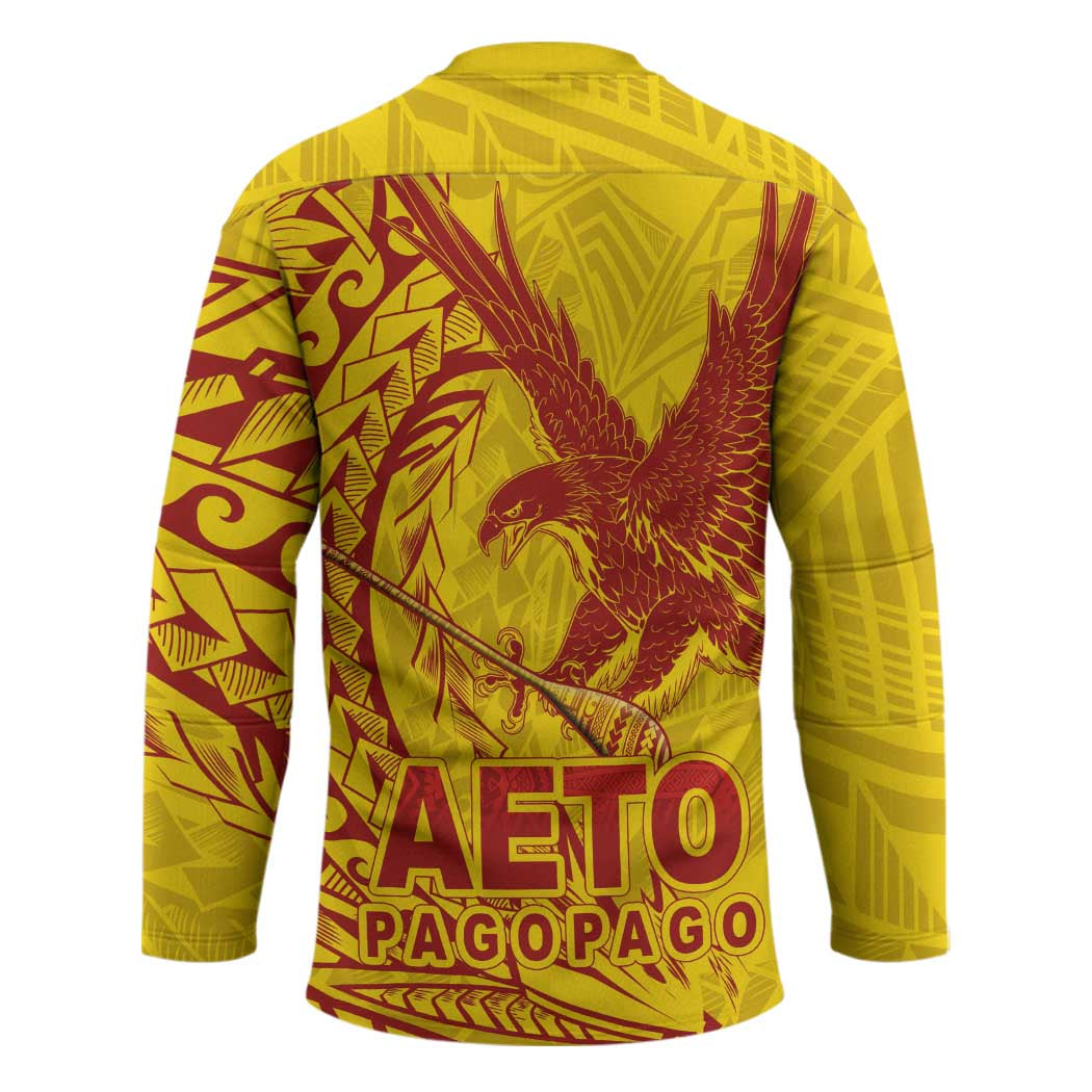 Samoa Pago Pago Aeto Hockey Jersey Wingstyle Red-Gold Color - Polynesian Pride
