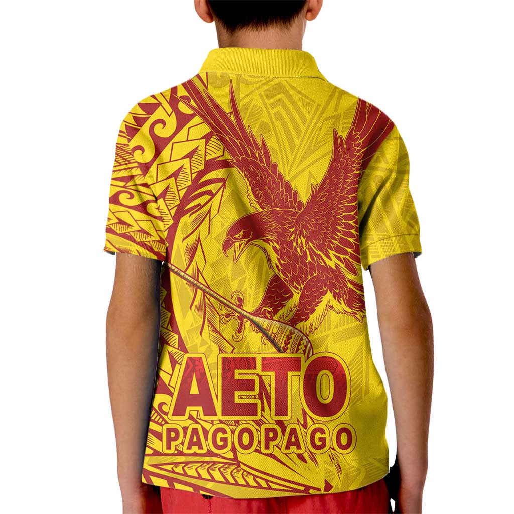 Samoa Pago Pago Aeto Kid Polo Shirt Wingstyle Red-Gold Color - Polynesian Pride