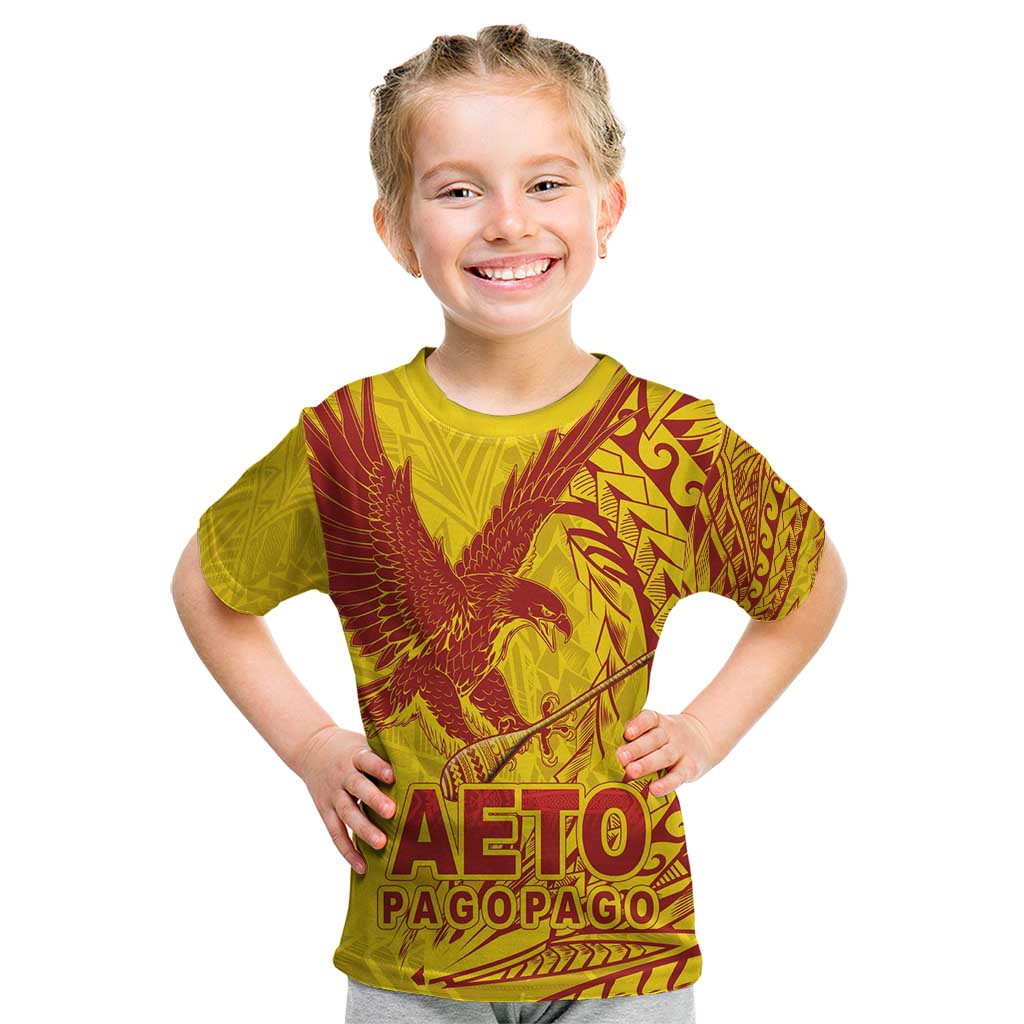 Samoa Pago Pago Aeto Kid T Shirt Wingstyle Red-Gold Color - Polynesian Pride