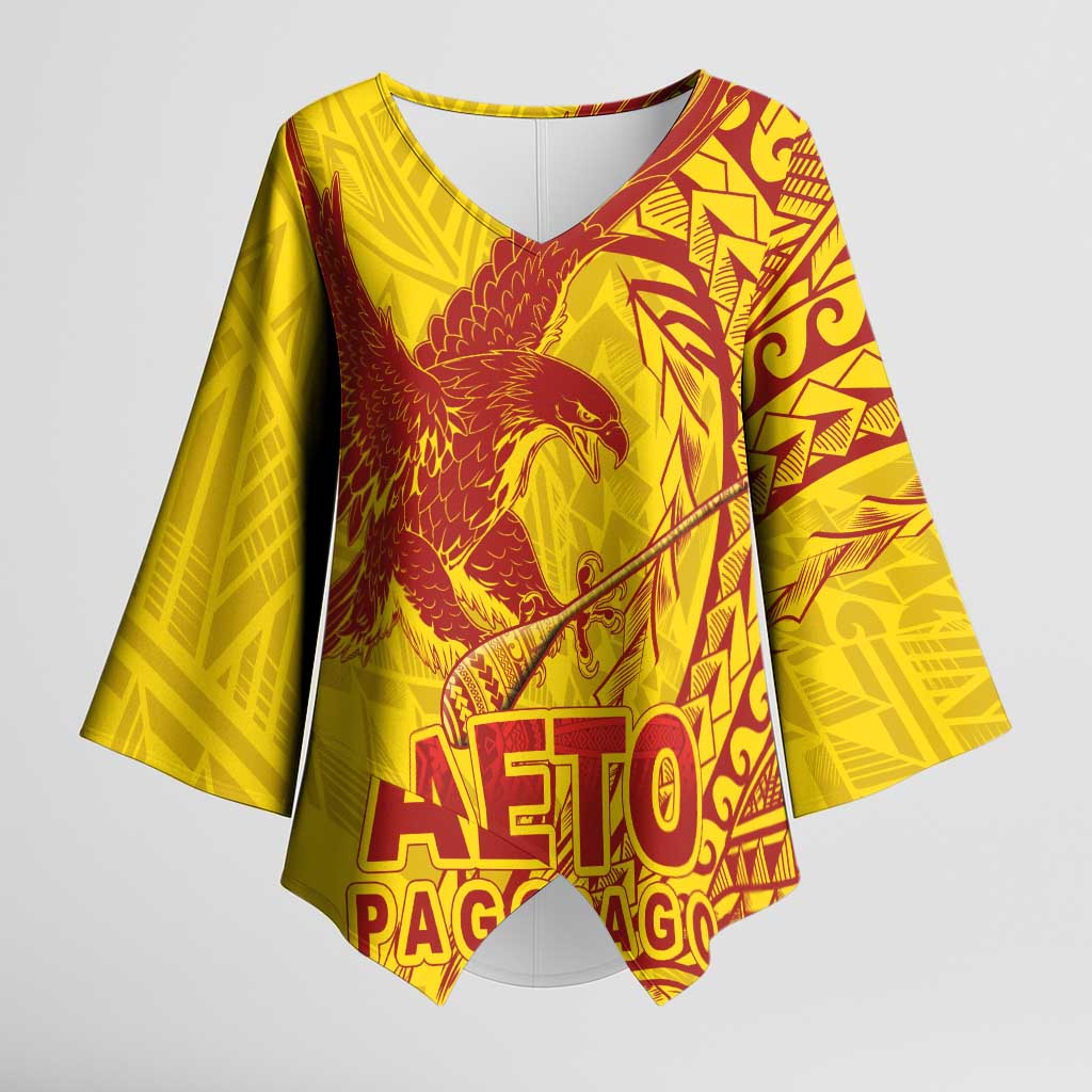 Samoa Pago Pago Aeto Kimono Sleeve Blouse Wingstyle Red-Gold Color - Polynesian Pride