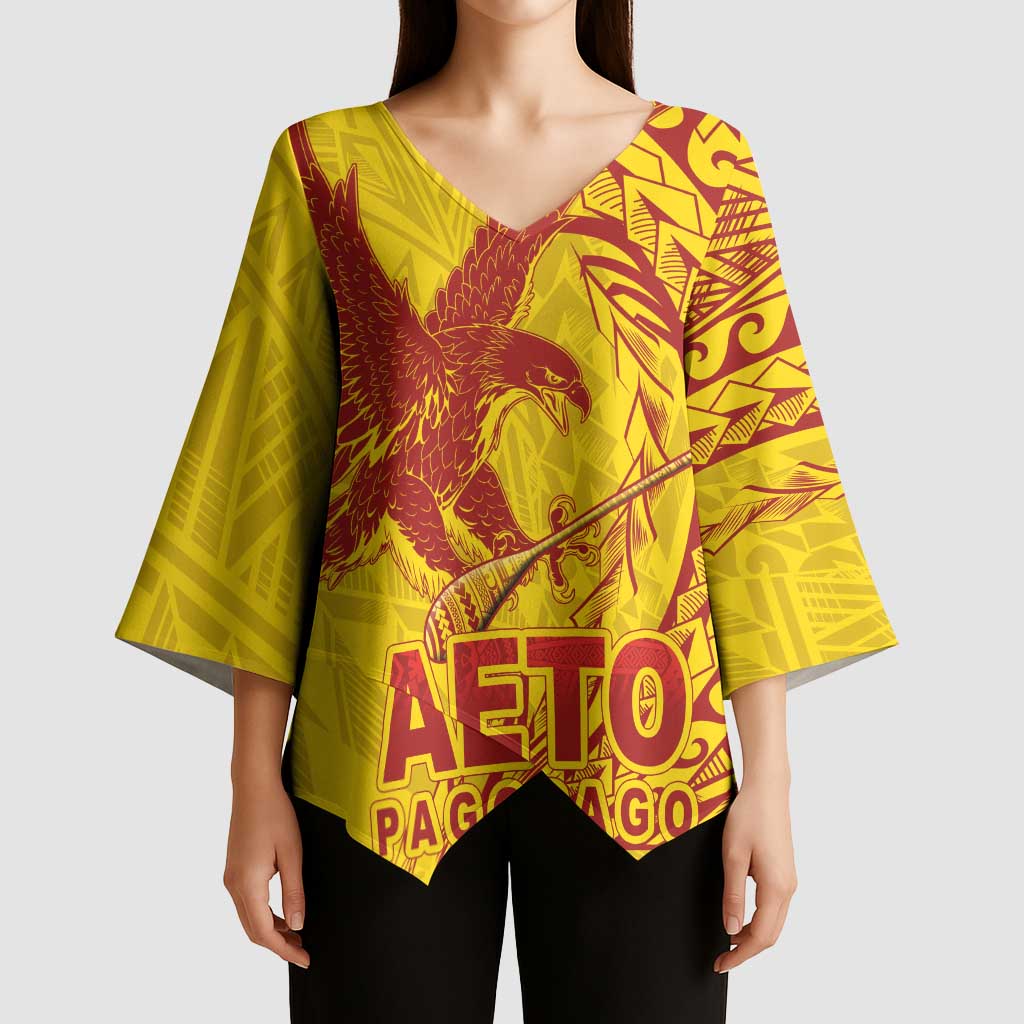 Samoa Pago Pago Aeto Kimono Sleeve Blouse Wingstyle Red-Gold Color - Polynesian Pride