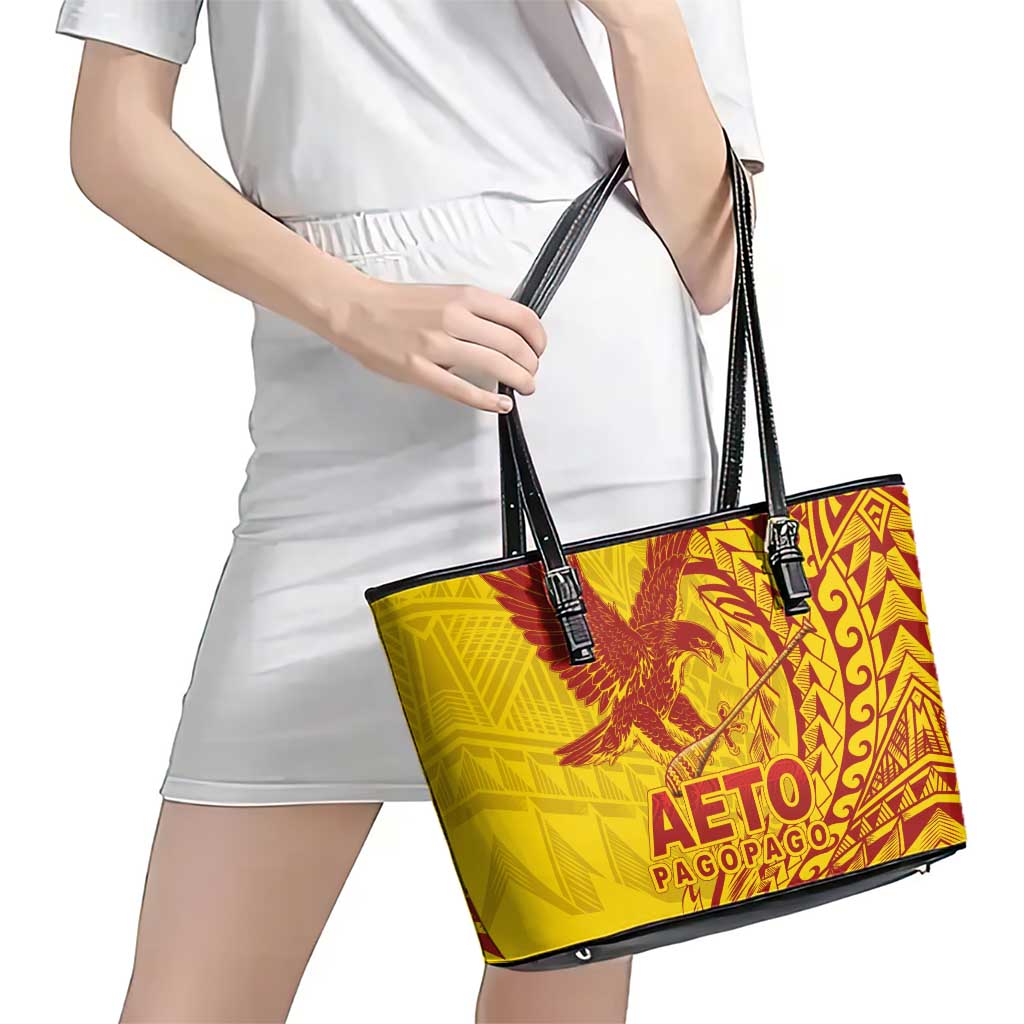 Samoa Pago Pago Aeto Leather Tote Bag Wingstyle Red-Gold Color - Polynesian Pride