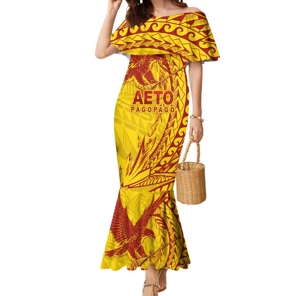 Samoa Pago Pago Aeto Mermaid Dress Wingstyle Red-Gold Color - Polynesian Pride