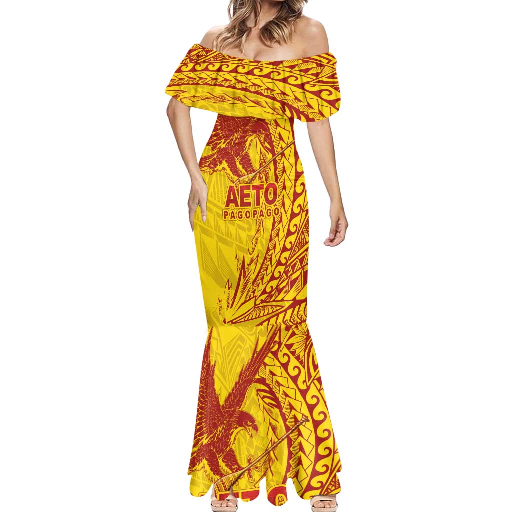 Samoa Pago Pago Aeto Mermaid Dress Wingstyle Red-Gold Color - Polynesian Pride