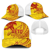 American Samoa Pago Pago Aeto Mesh Trucker Cap Wingstyle Red-Gold Color - Polynesian Pride