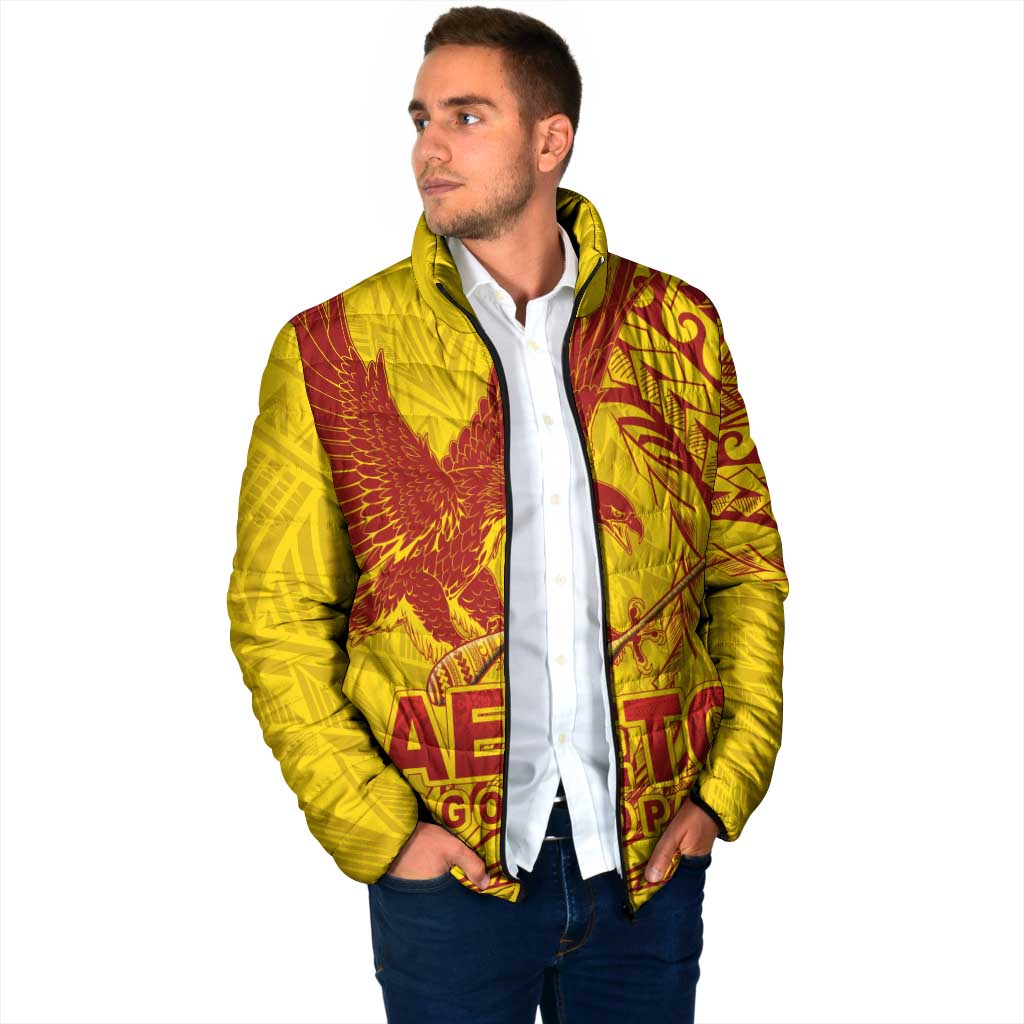 Samoa Pago Pago Aeto Padded Jacket Wingstyle Red-Gold Color - Polynesian Pride