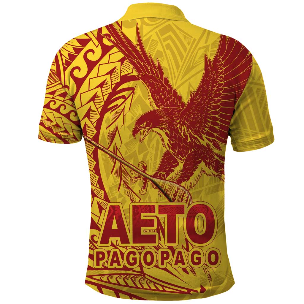 Samoa Pago Pago Aeto Polo Shirt Wingstyle Red-Gold Color - Polynesian Pride