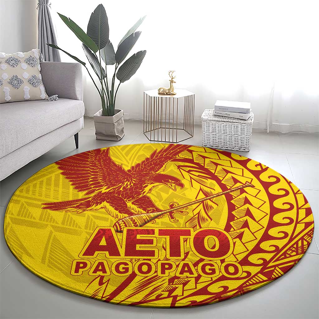 Samoa Pago Pago Aeto Round Carpet Wingstyle Red-Gold Color - Polynesian Pride