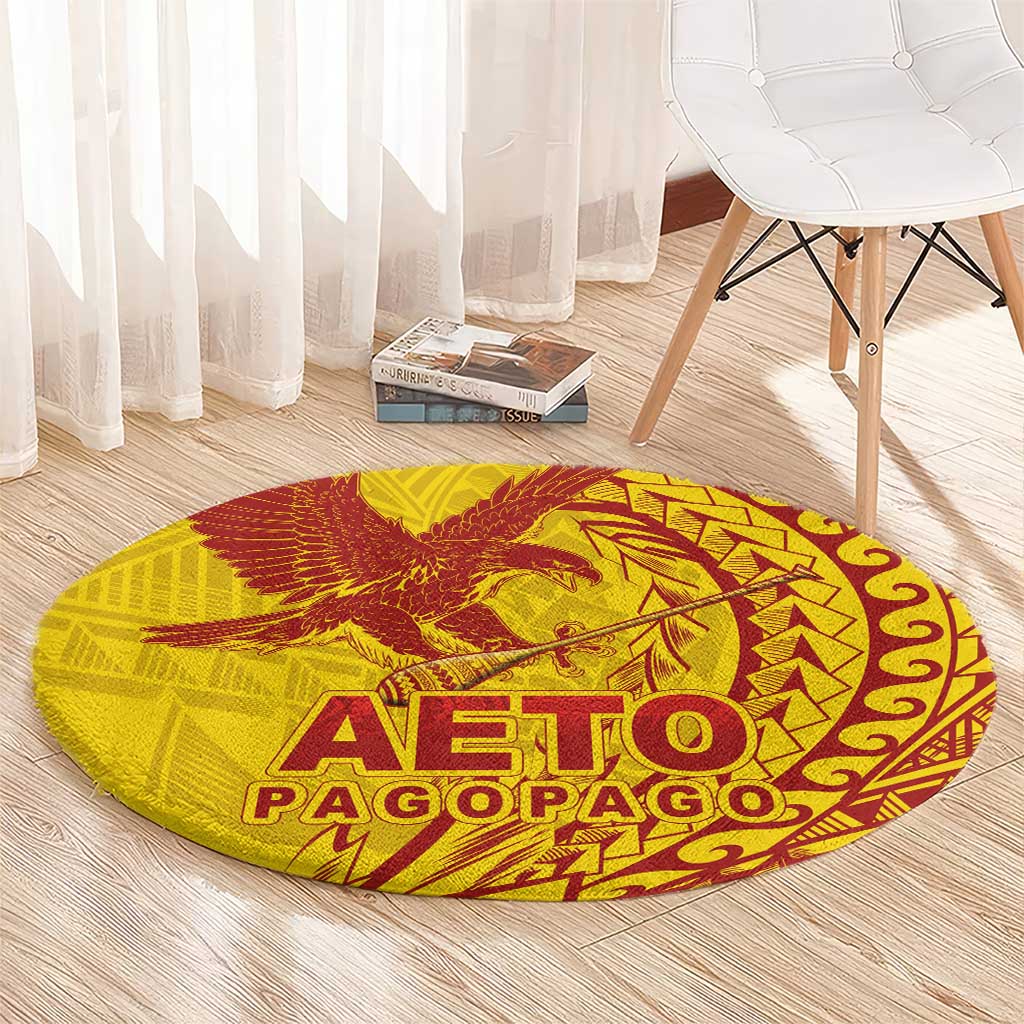 Samoa Pago Pago Aeto Round Carpet Wingstyle Red-Gold Color - Polynesian Pride