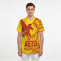 American Samoa Pago Pago Aeto Scrub Top Wingstyle Red-Gold Color - Polynesian Pride