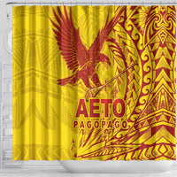 Samoa Pago Pago Aeto Shower Curtain Wingstyle Red-Gold Color - Polynesian Pride