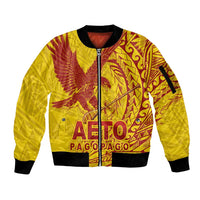 Samoa Pago Pago Aeto Sleeve Zip Bomber Jacket Wingstyle Red-Gold Color - Polynesian Pride