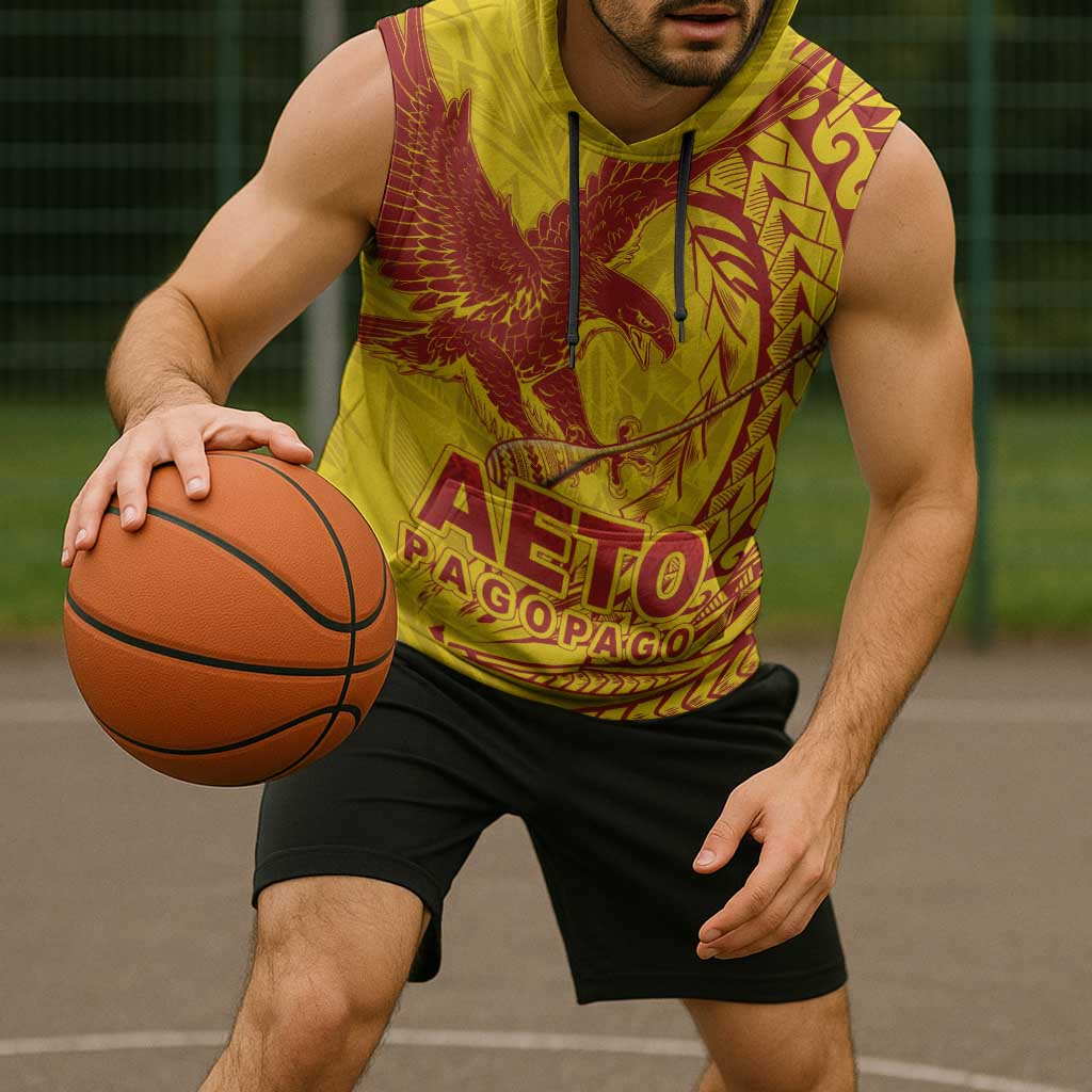 Samoa Pago Pago Aeto Sleeveless Hoodie Wingstyle Red-Gold Color - Polynesian Pride