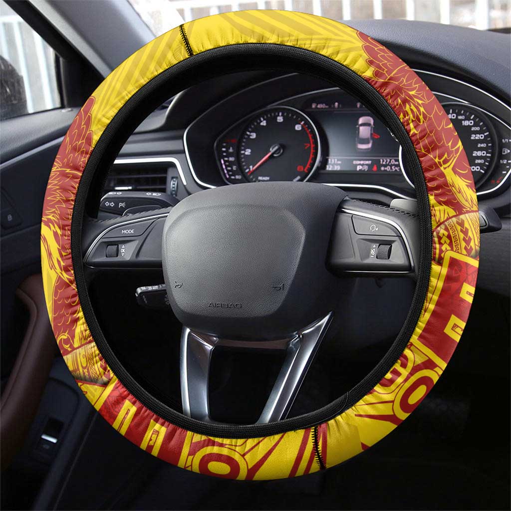 Samoa Pago Pago Aeto Steering Wheel Cover Wingstyle Red-Gold Color - Polynesian Pride