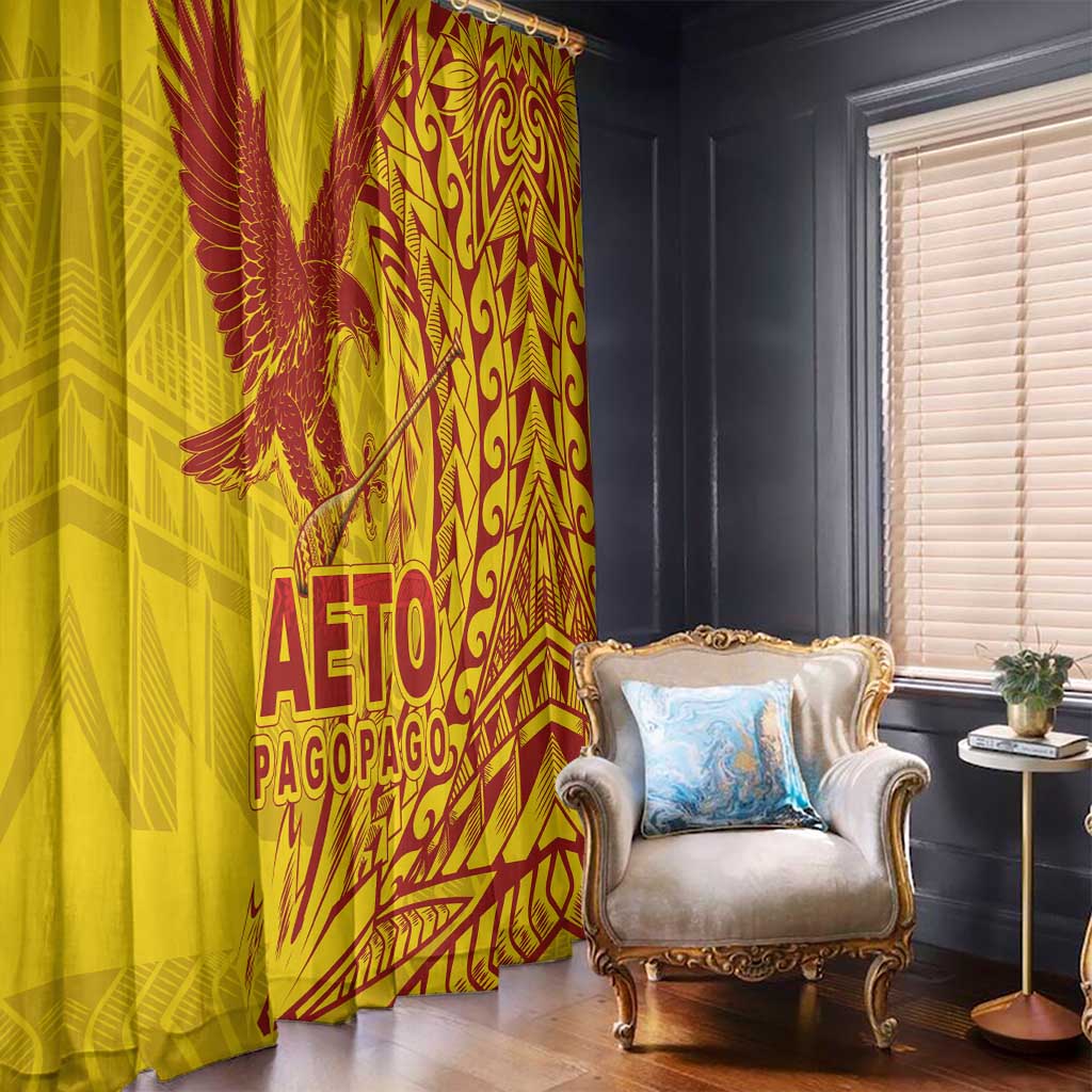 Samoa Pago Pago Aeto Window Curtain Wingstyle Red-Gold Color - Polynesian Pride