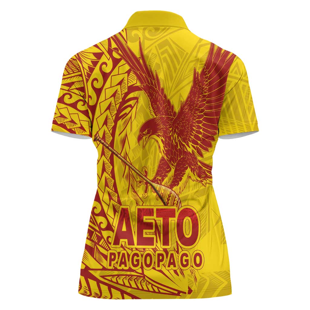 Samoa Pago Pago Aeto Women Polo Shirt Wingstyle Red-Gold Color - Polynesian Pride