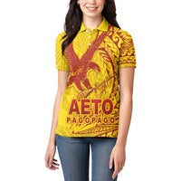 Samoa Pago Pago Aeto Women Polo Shirt Wingstyle Red-Gold Color - Polynesian Pride