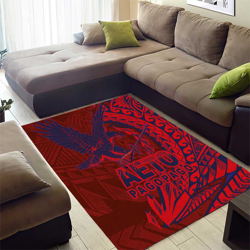 Samoa Pago Pago Aeto Area Rug Wingstyle Red-Blue Color - Polynesian Pride