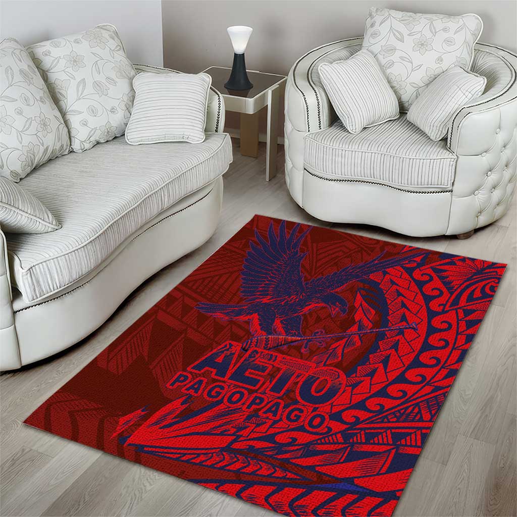 Samoa Pago Pago Aeto Area Rug Wingstyle Red-Blue Color - Polynesian Pride
