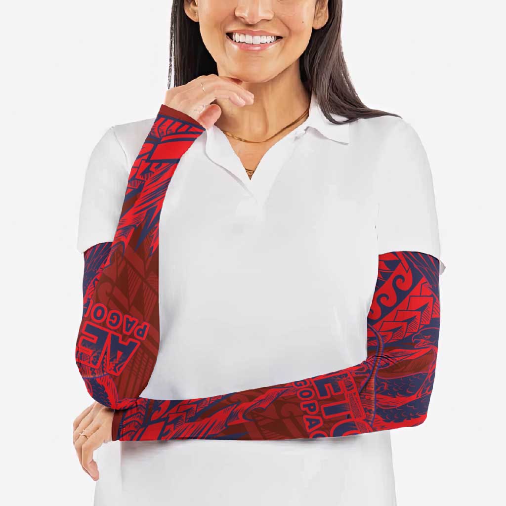 Samoa Pago Pago Aeto Arm Sleeves Wingstyle Red-Blue Color - Polynesian Pride