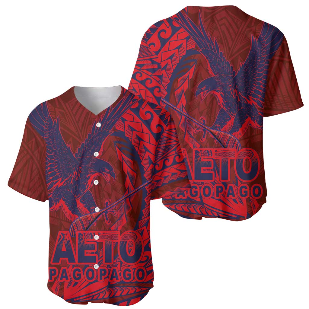 Samoa Pago Pago Aeto Baseball Jersey Wingstyle Red-Blue Color - Polynesian Pride