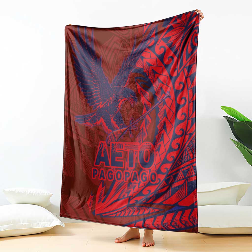Samoa Pago Pago Aeto Blanket Wingstyle Red-Blue Color - Polynesian Pride